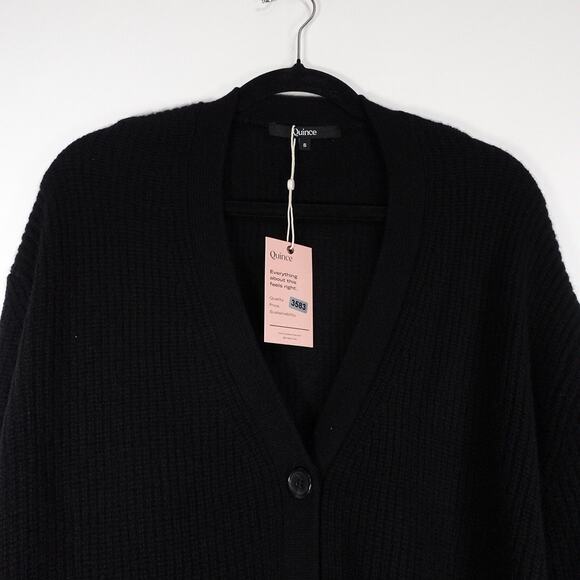 New Quince Black Mongolian Cashmere Oversized Boyfriend Cardigan Sweater Small - Picture 3 of 8